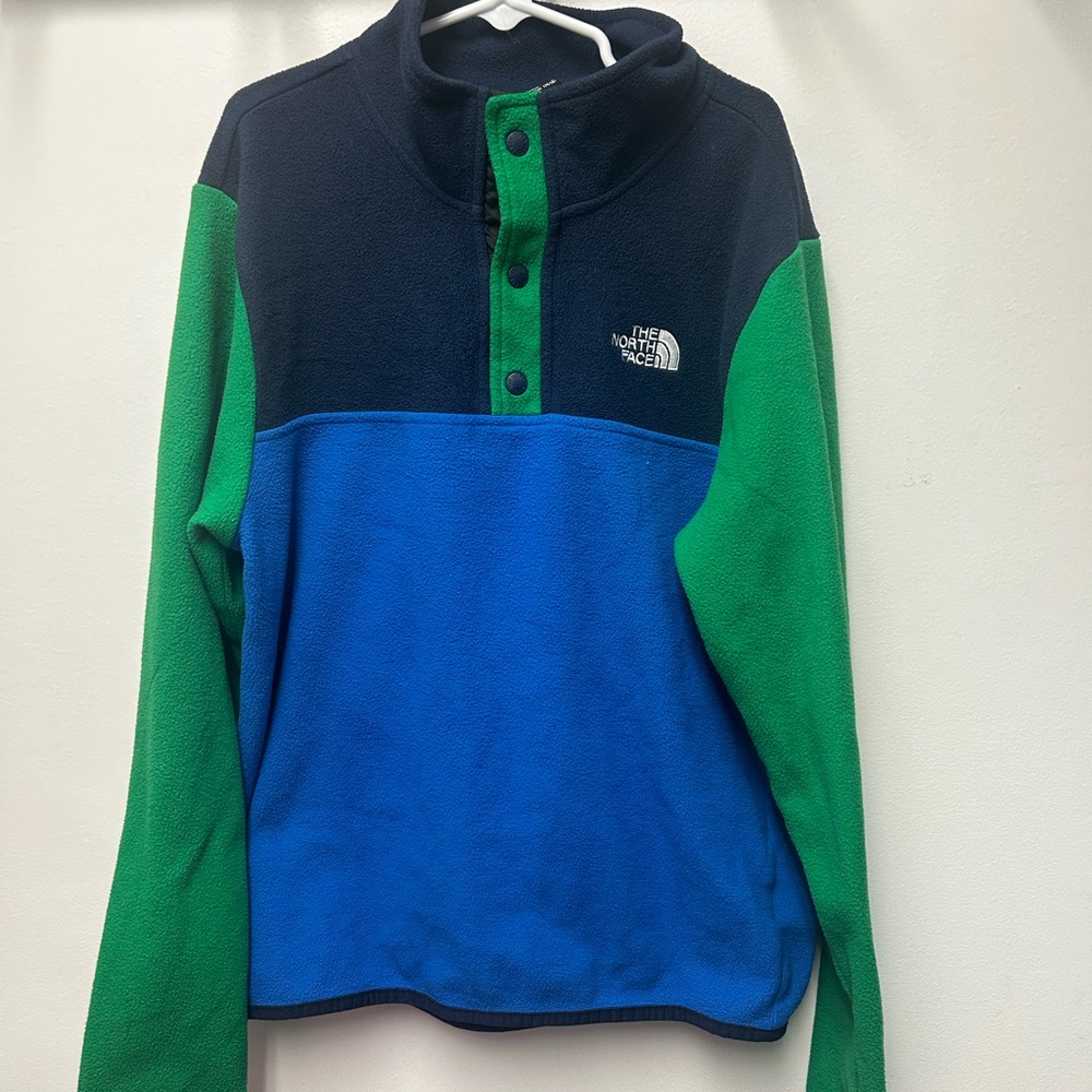 The North Face Black, Blue, and Green Fleece Jacket